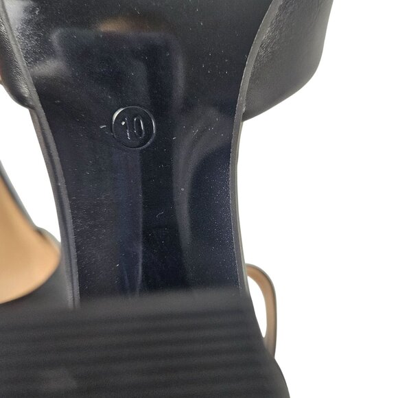 Womens Black Size 10 Block 4" Heels Pumps Shoes Ankle Strap Closed Pointed Toe - Picture 5 of 14